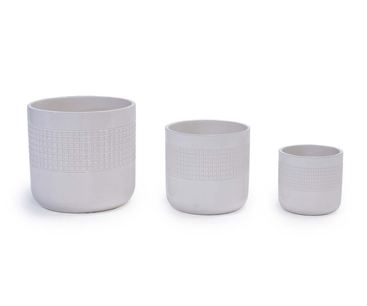 Ceramic Textured Planter Set (3-Piece)