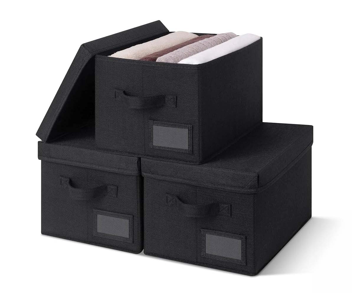 Stackable Fabric Storage Bins (Set of 3)