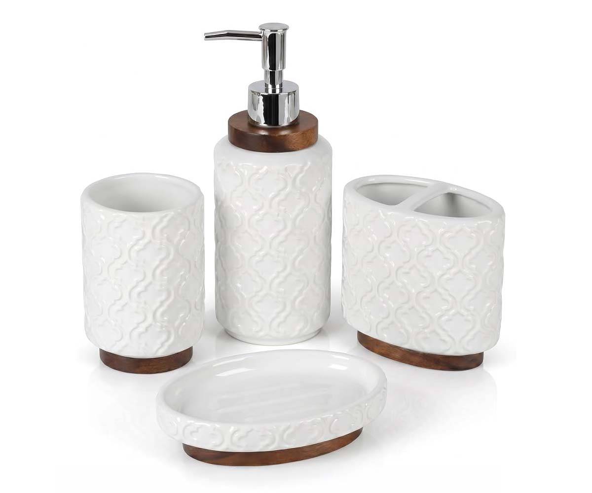 Ceramic Bathroom Accessory Set (4-Piece)