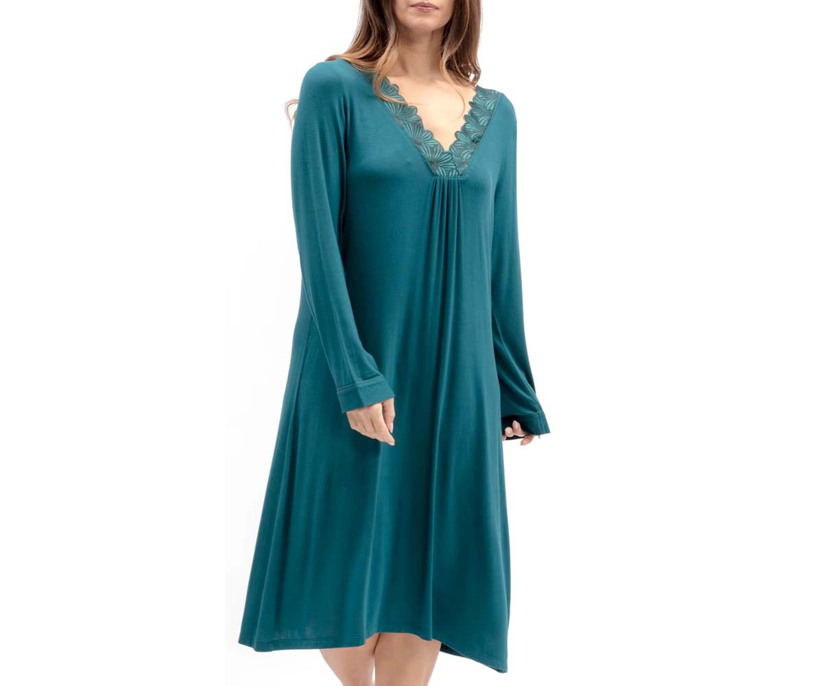 Modal Nightgown with Lace Trim
