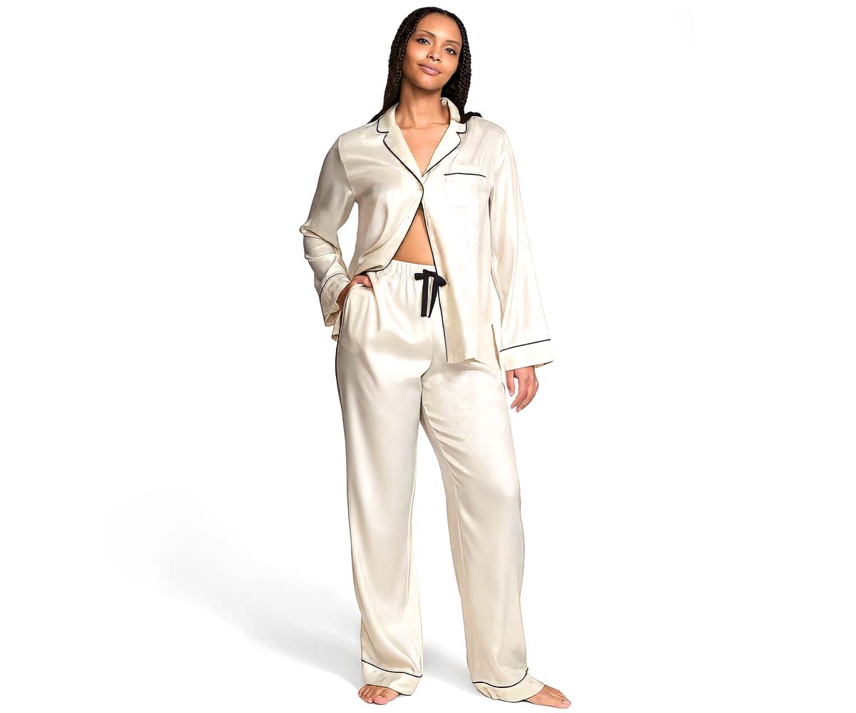 Satin Long-Sleeve Pajama Set